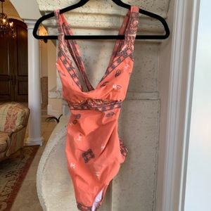 CHANEL PINK CORAL PRINT SWIMSUIT